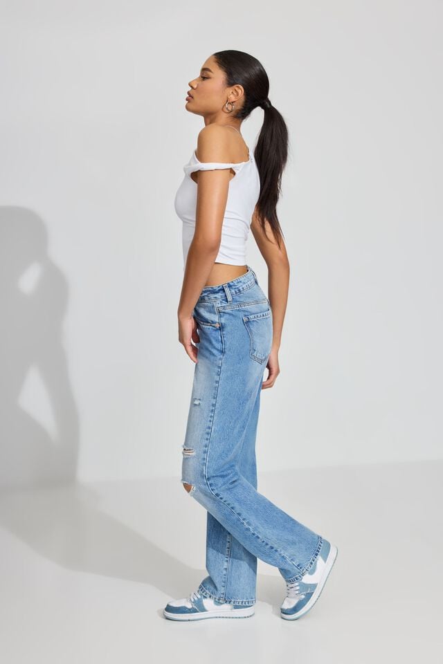 Women Garage 90's Straight Jeans Blue | A-8637451