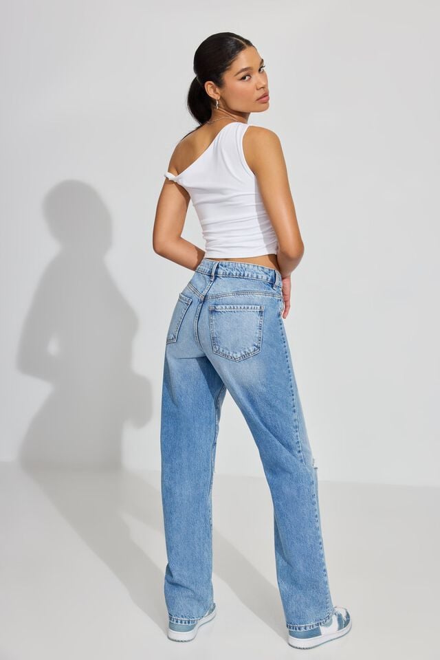 Women Garage 90's Straight Jeans Blue | A-8637451