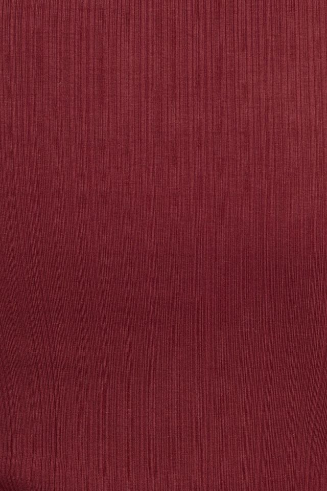 Women Garage Flyaway Lace Rib Long Sleeve Dark Red | A-1524396