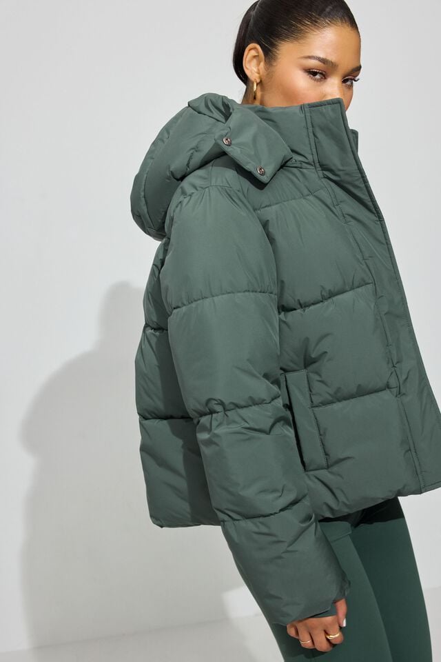 Women Garage Perfect Down Jackets Dark Green | A-2148605
