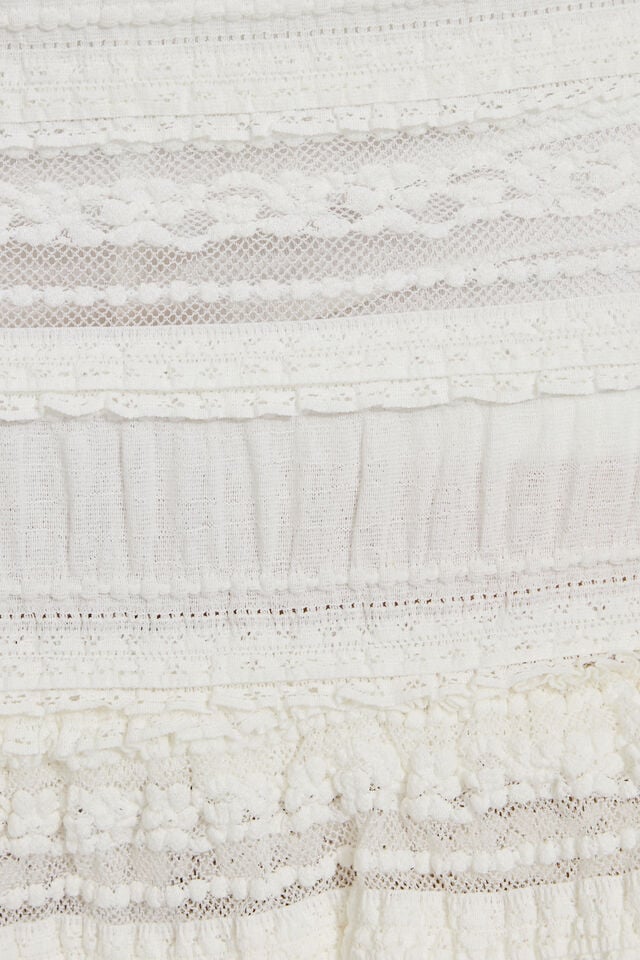 Women Garage Ruffle Lace Skirts White | A-3902781
