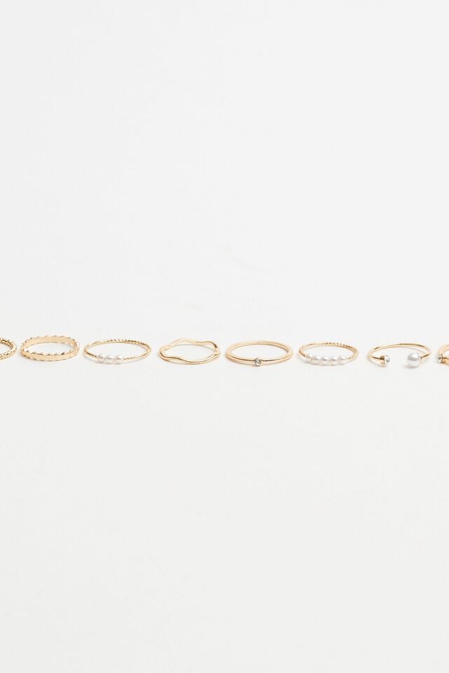Women Garage Set Of 12 Delicate Rings White / Gold | A-0459167