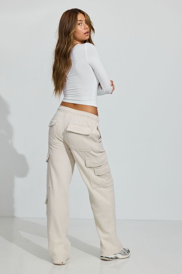 Women Garage Ultrafleece Cargo Sweatpants White | A-4953176