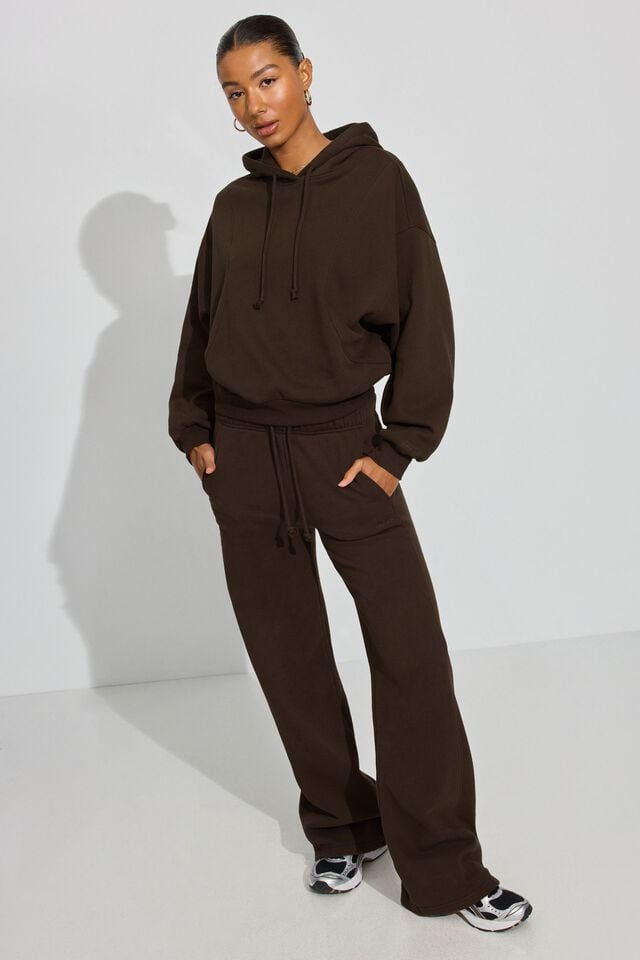 Women Garage Ultrafleece Seamed Hoodie Brown | A-2759140