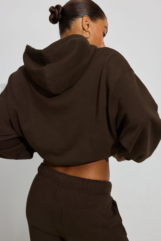 Women Garage Ultrafleece Seamed Hoodie Brown | A-2759140