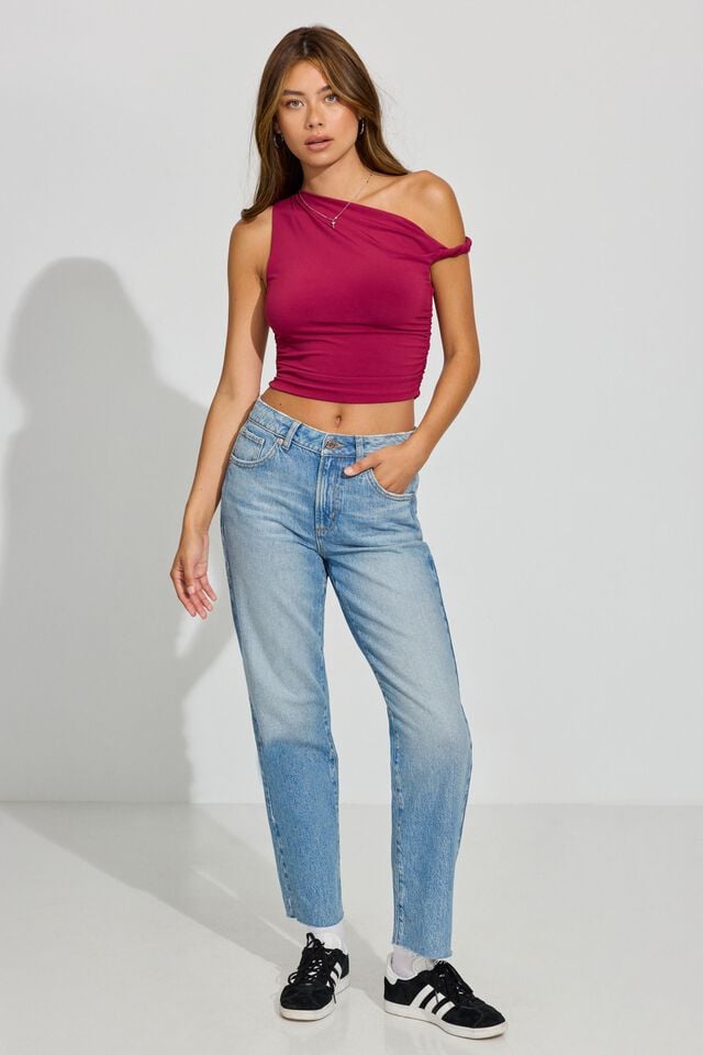 Women Garage Vintage Straight Jeans Blue | A-6210548