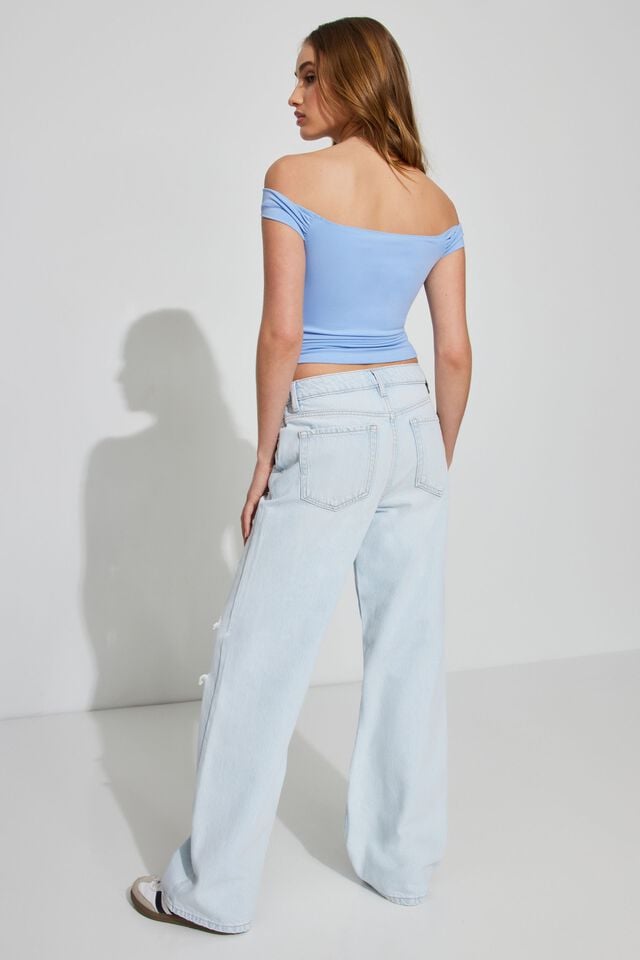 Women Garage Wide Leg Jeans Blue | A-3491756